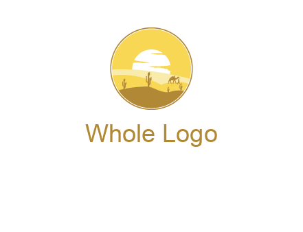 round logo showing sunset in a desert