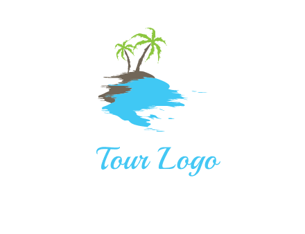palm trees in island logo