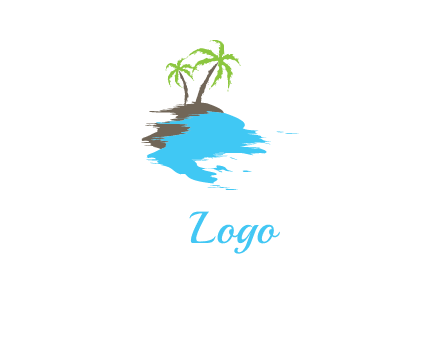 palm trees in island logo
