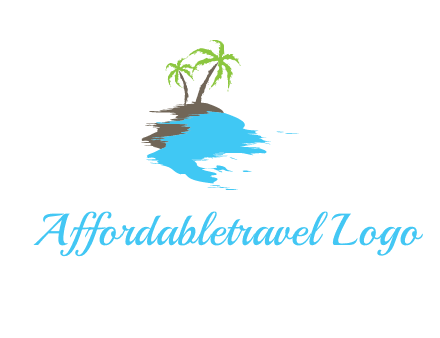 palm trees in island logo