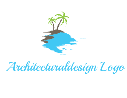 palm trees in island logo