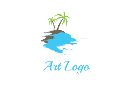 palm trees in island logo
