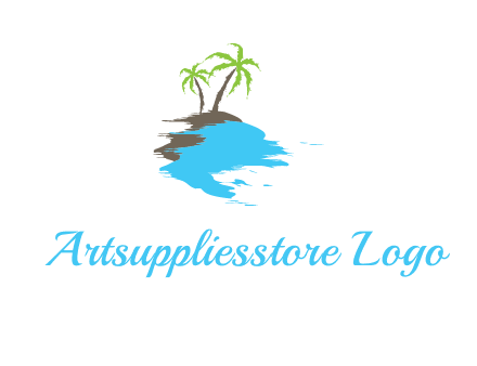 palm trees in island logo