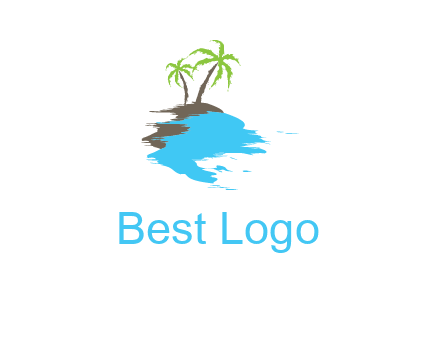 palm trees in island logo