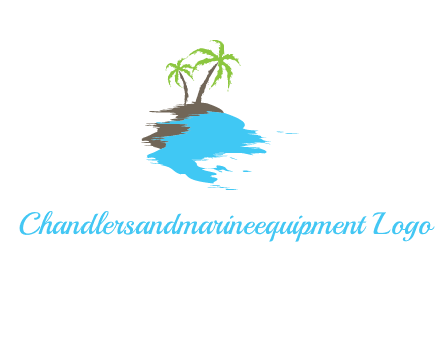 palm trees in island logo