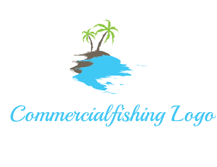 palm trees in island logo