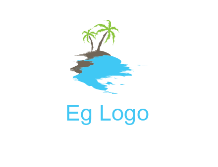 palm trees in island logo