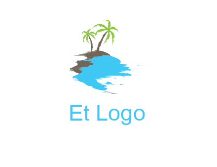palm trees in island logo