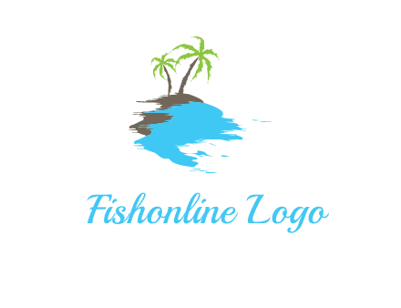 palm trees in island logo