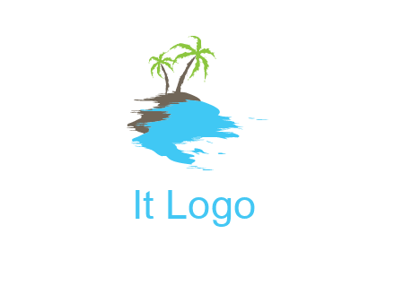 palm trees in island logo