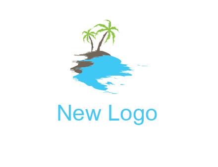 palm trees in island logo