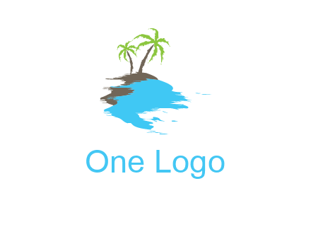 palm trees in island logo