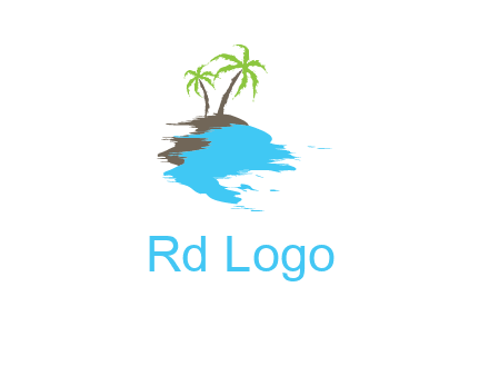 palm trees in island logo