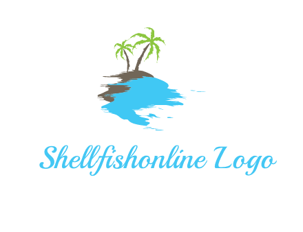 palm trees in island logo