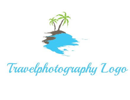 palm trees in island logo