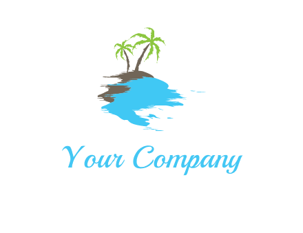 palm trees in island logo