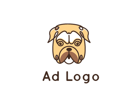 dog grooming logo featuring a bulldog