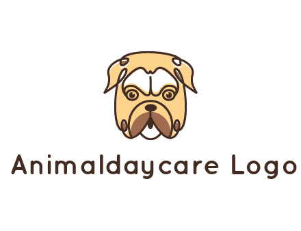 dog grooming logo featuring a bulldog