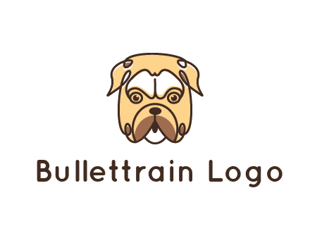 dog grooming logo featuring a bulldog