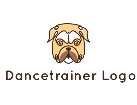 dog grooming logo featuring a bulldog