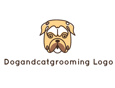 dog grooming logo featuring a bulldog