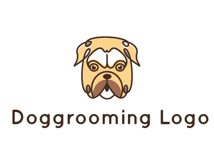 dog grooming logo featuring a bulldog