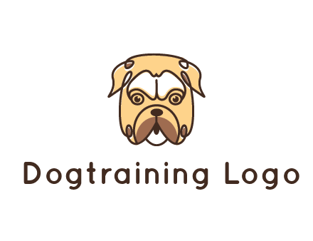 dog grooming logo featuring a bulldog