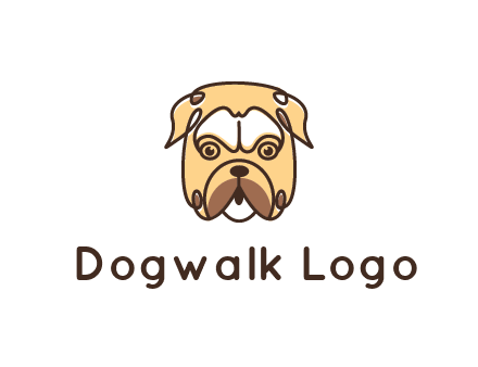 dog grooming logo featuring a bulldog