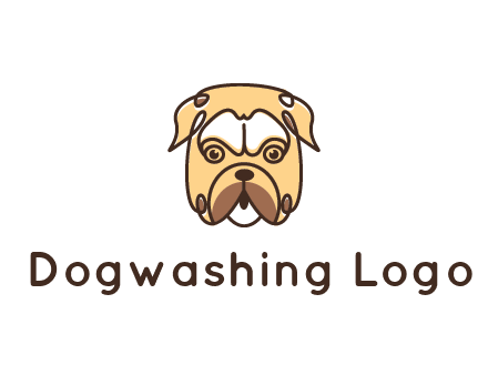 dog grooming logo featuring a bulldog