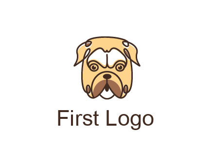 dog grooming logo featuring a bulldog
