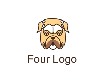 dog grooming logo featuring a bulldog