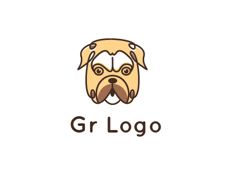 dog grooming logo featuring a bulldog