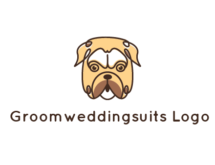 dog grooming logo featuring a bulldog