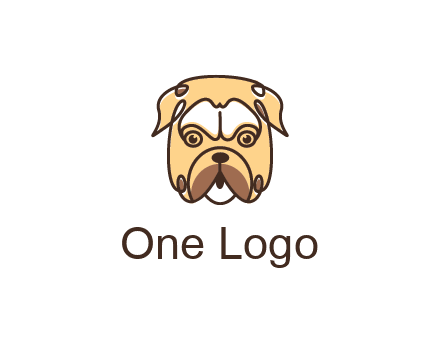 dog grooming logo featuring a bulldog