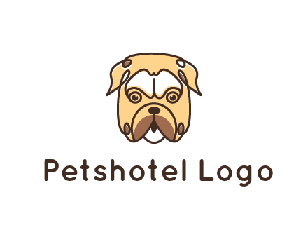 dog grooming logo featuring a bulldog