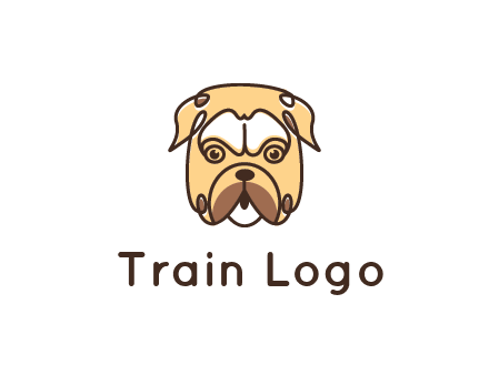 dog grooming logo featuring a bulldog