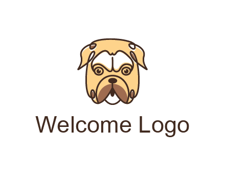 dog grooming logo featuring a bulldog