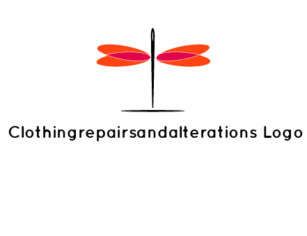 upright needle with stitched hearts forming a dragonfly icon