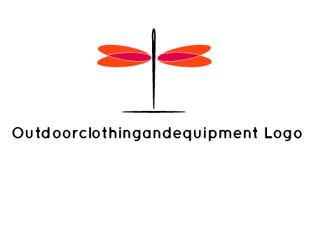 upright needle with stitched hearts forming a dragonfly icon