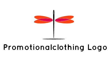 upright needle with stitched hearts forming a dragonfly icon