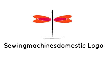 upright needle with stitched hearts forming a dragonfly icon