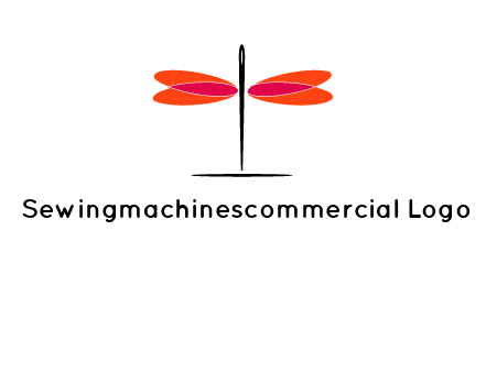 upright needle with stitched hearts forming a dragonfly icon