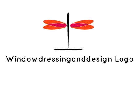 upright needle with stitched hearts forming a dragonfly icon