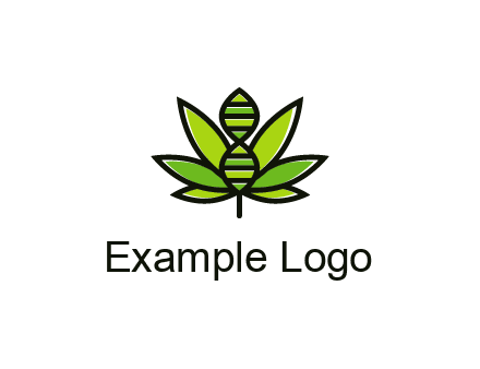 dna at the center of a marijuana leaf logo