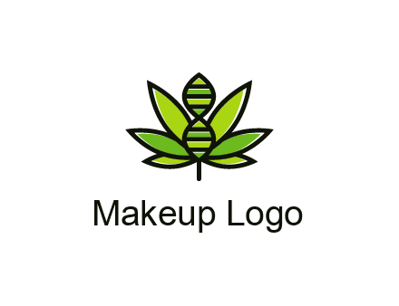 dna at the center of a marijuana leaf logo