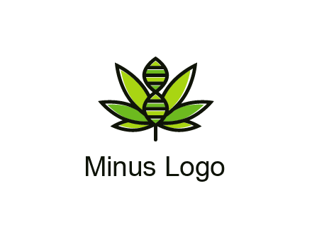 dna at the center of a marijuana leaf logo