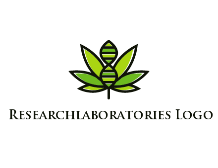 dna at the center of a marijuana leaf logo