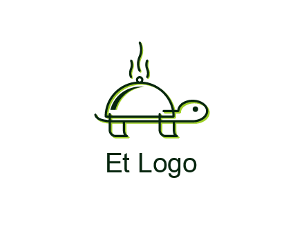 steam rising from a turtle with a dish lid instead of a shell