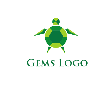 gems and jewels placed in the shape of a turtle
