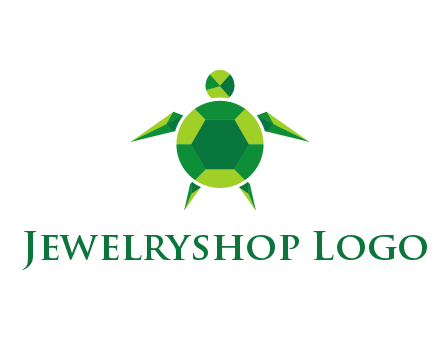 gems and jewels placed in the shape of a turtle